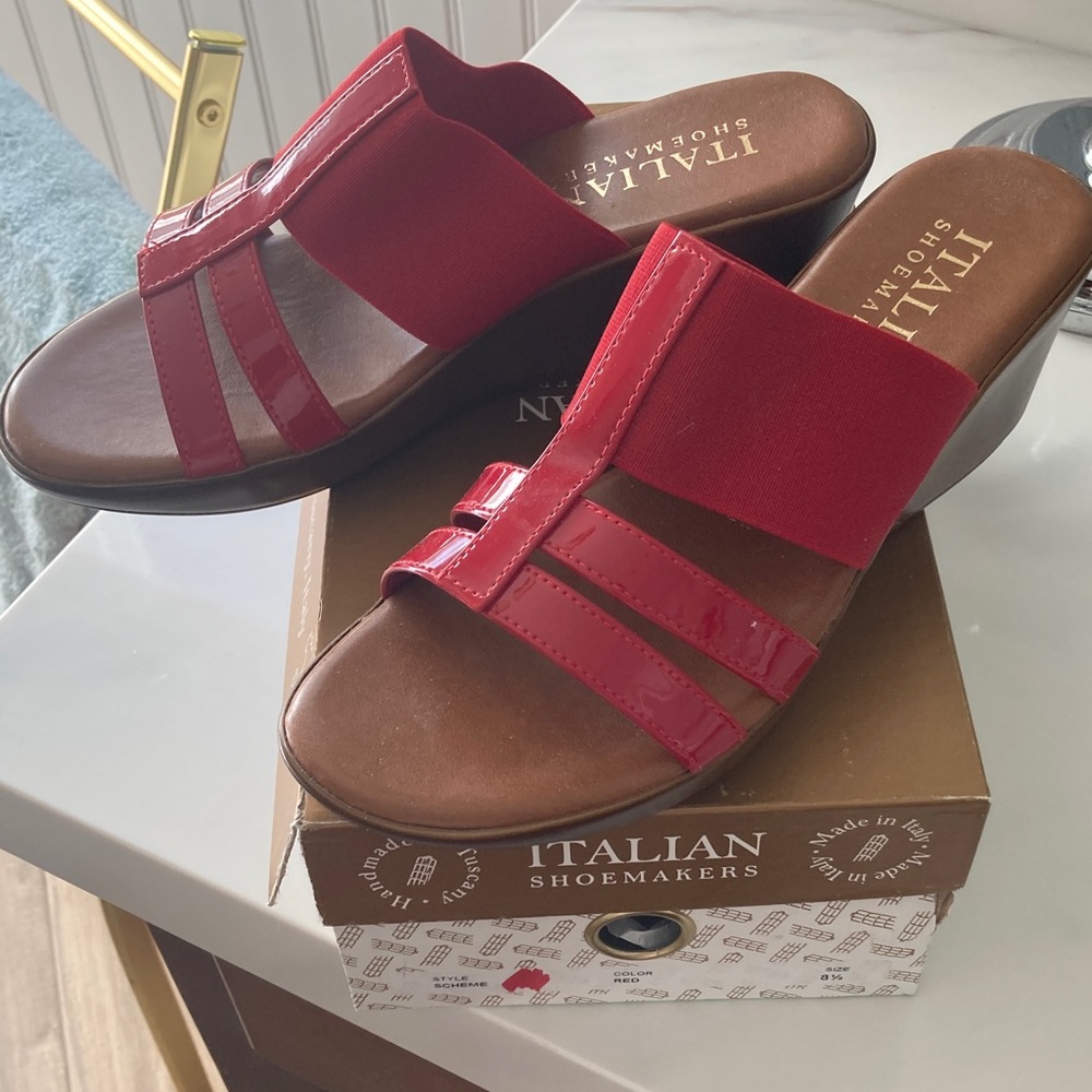 Italian Shoemakers Vibrant Red Slide Sandals